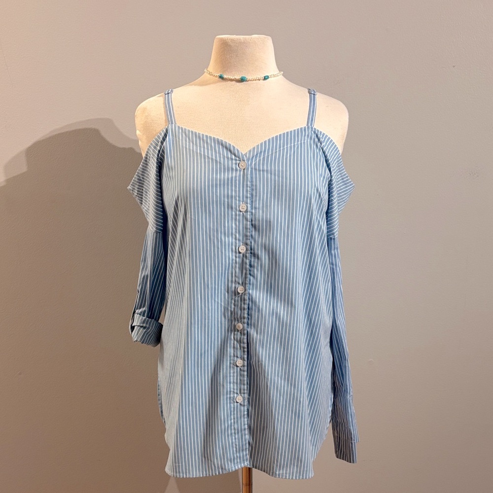 Essue Light Blue Striped Button Down Shirt